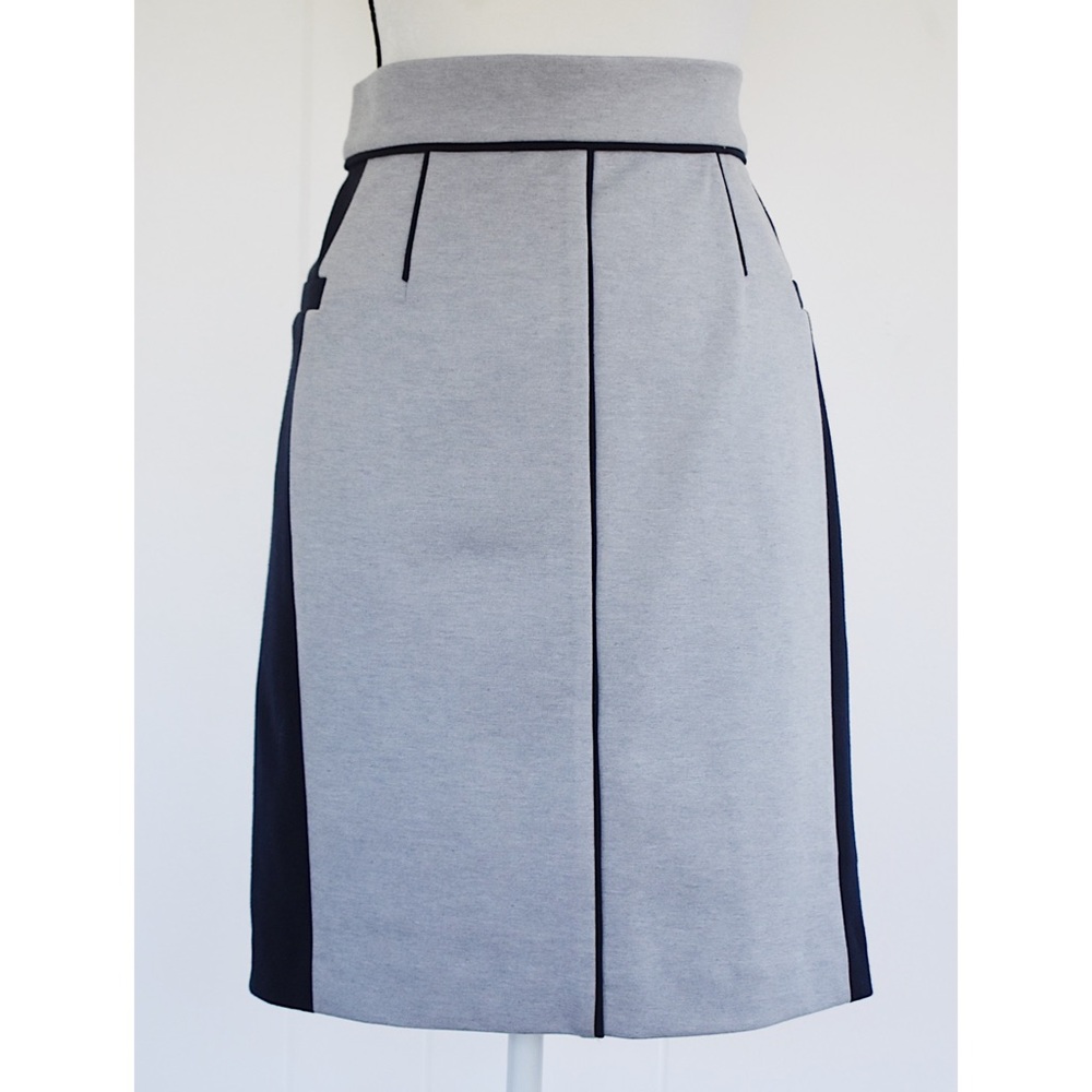 Club Monaco Nora Skirt Gray/Navy Stretch Sz 8